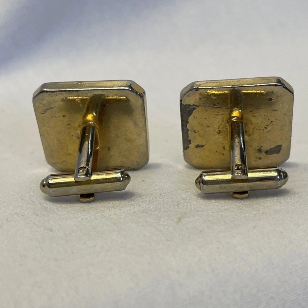 Silver/Gold-Tone Rectangular Textured Lined Patte… - image 4